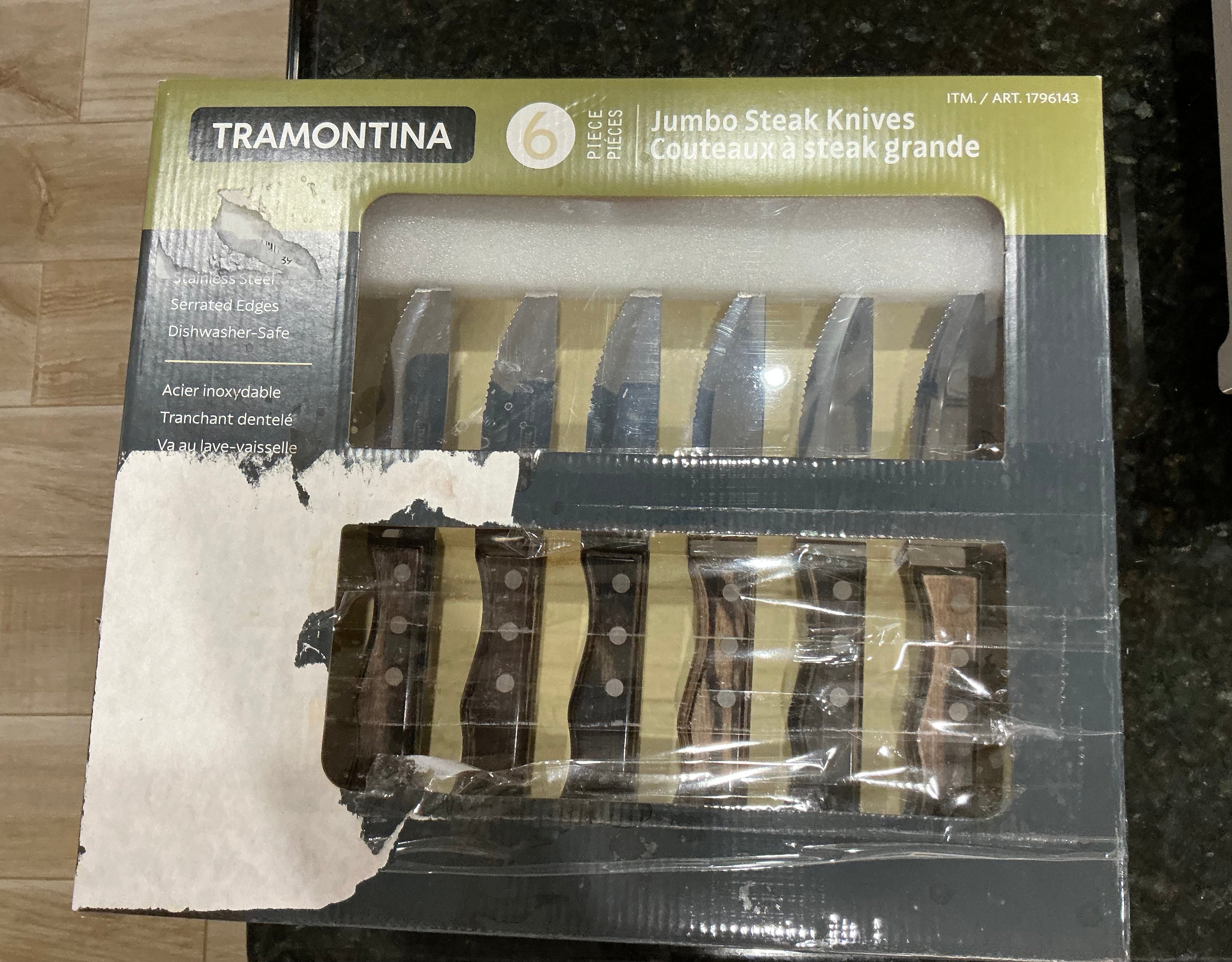 Tramontina Stainless Steel Steak Knives Set w/ Polywood Handles 6 Piece Like New