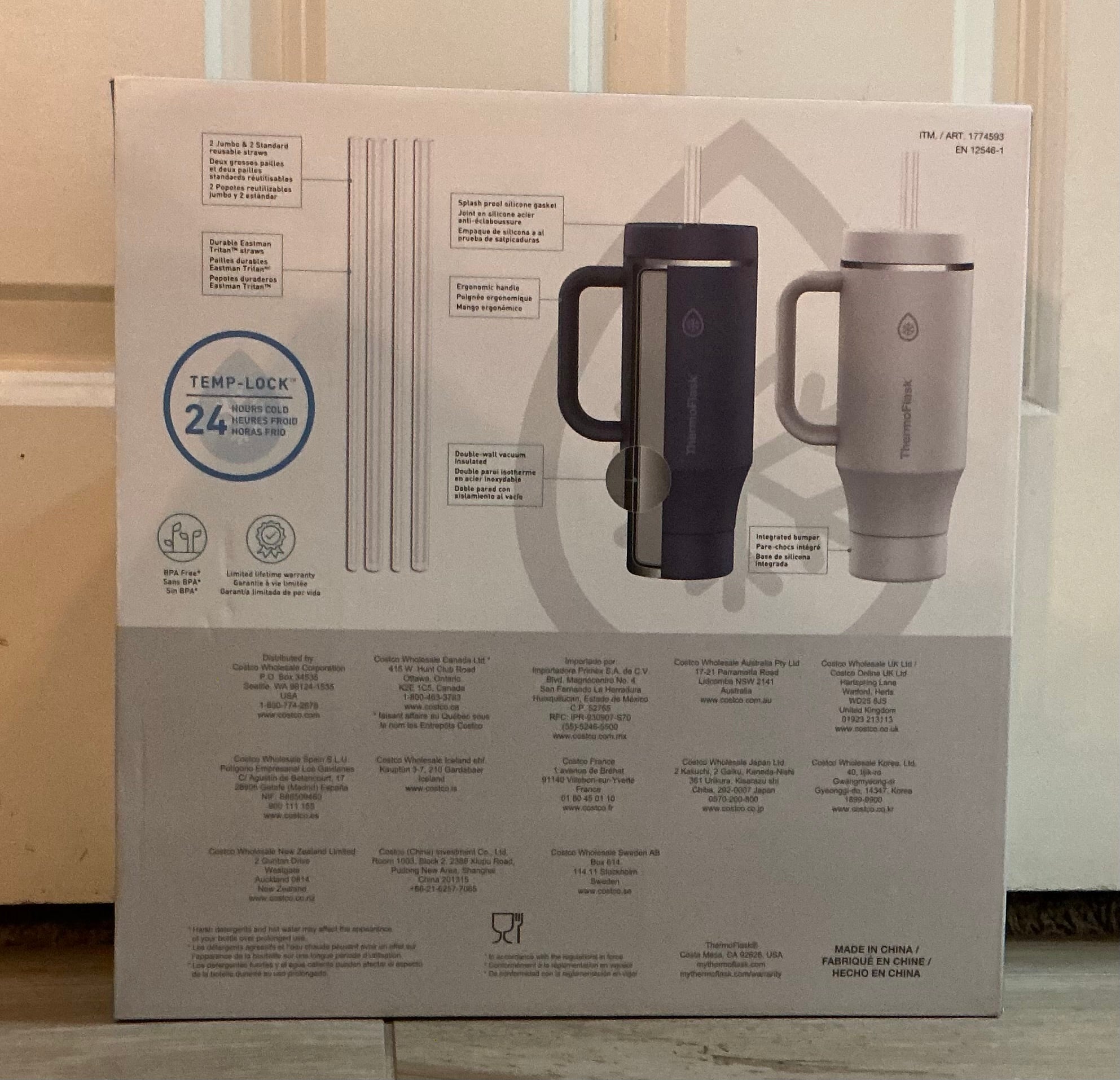 ThermoFlask Insulated Stainless Steel Tumbler w/ Handle & Straw Lid 40oz 2-pack New