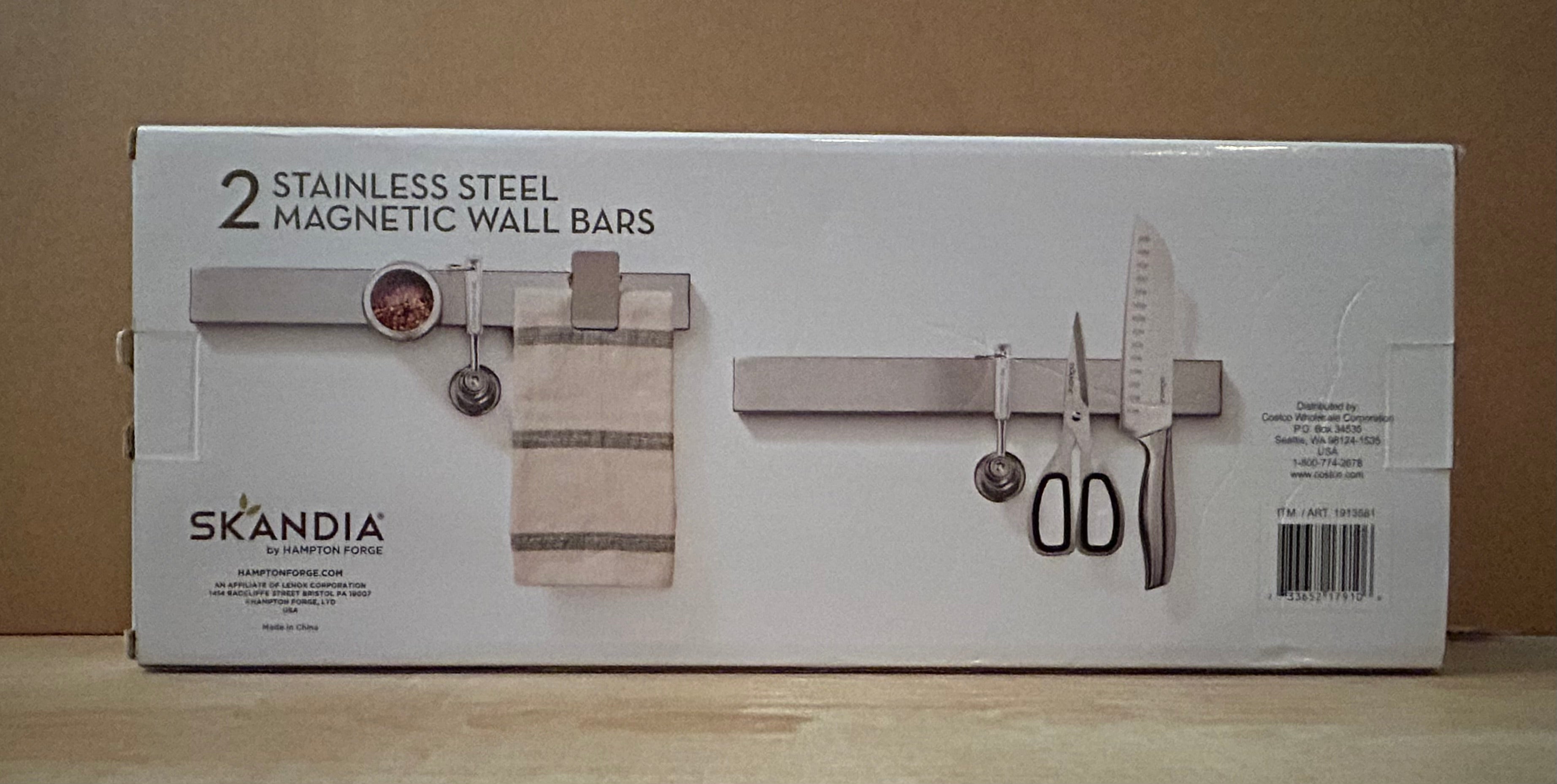 Skandia Stainless Steel Magnetic Wall Bars (2)New In Box