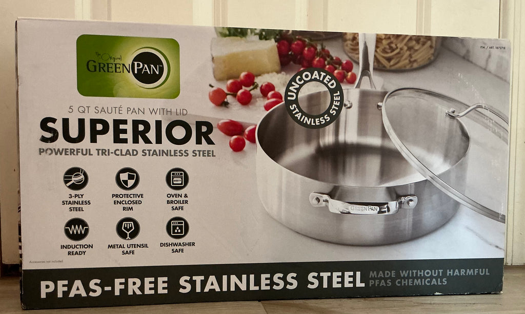 GreenPan Superior 5-Quart Stainless Steel Sauté Pan New In Box