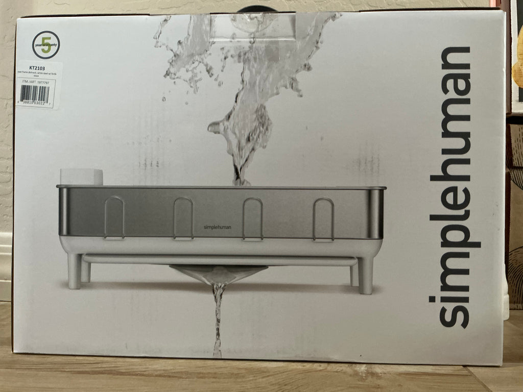 Simplehuman Steel Frame Dishrack w/ Knife Block White New In Box