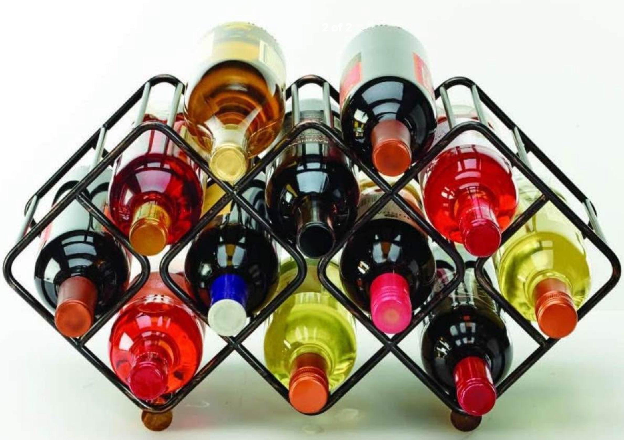 Gourmet Basics by Mikasa 12-Bottle Metal Stackable Wine Storage Rack, Antique Black