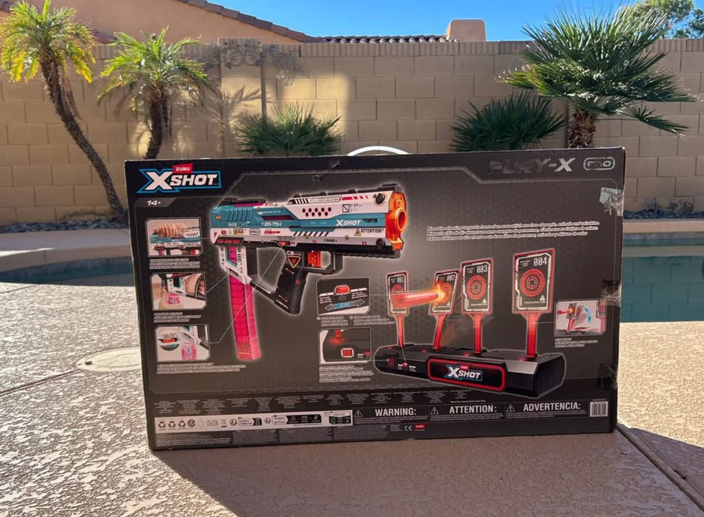 X Shot Pro Fury X Battle Blaster Toy Gun w/ Electronic Target System & Darts Like New