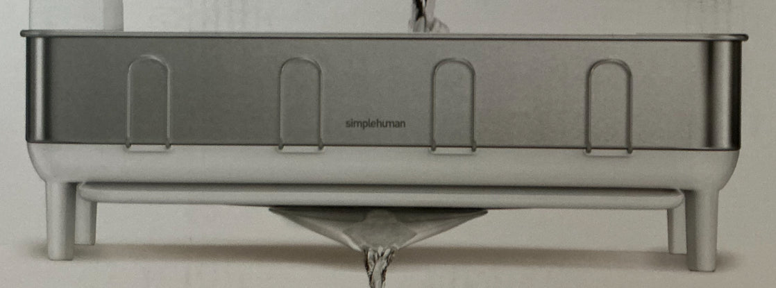 Simplehuman Steel Frame Dishrack w/ Knife Block White New In Box
