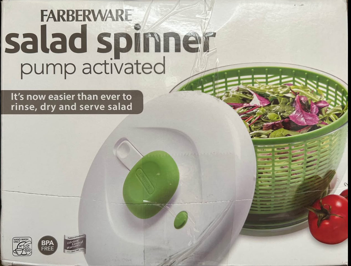 pro Pump Spinner with Bowl, Colander and Built in draining System for Fresh, Crisp Clean Salad & Produce 6.6 quart