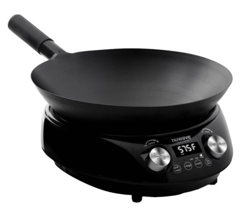 Nuwave Induction Hot Wok w/ 14" Carbon Steel Wok Glass Lid & Stand New In Box