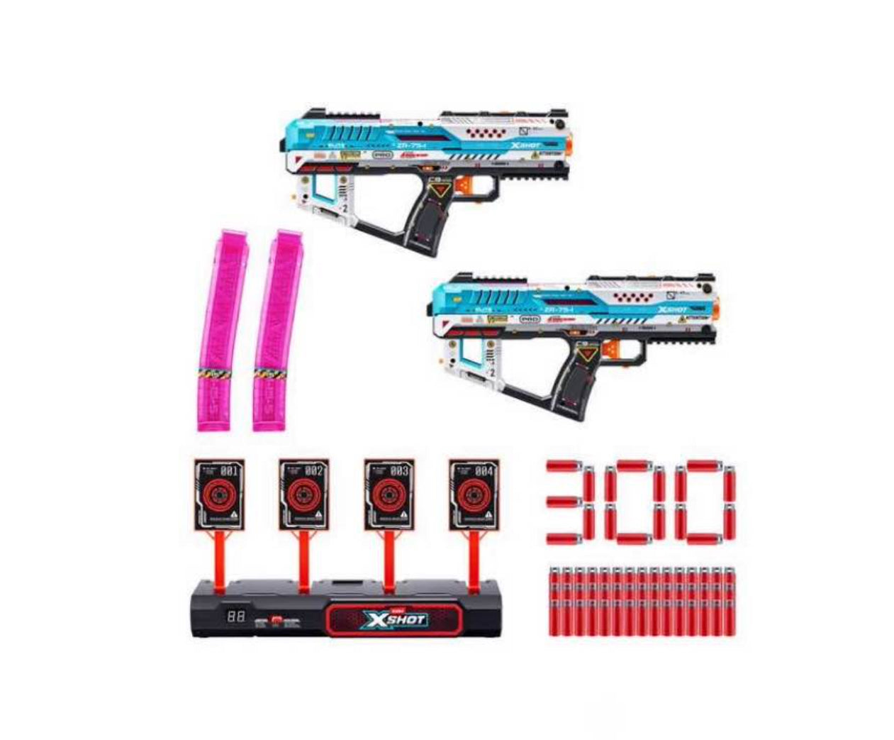 X Shot Pro Fury X Battle Blaster Toy Gun w/ Electronic Target System & Darts Like New