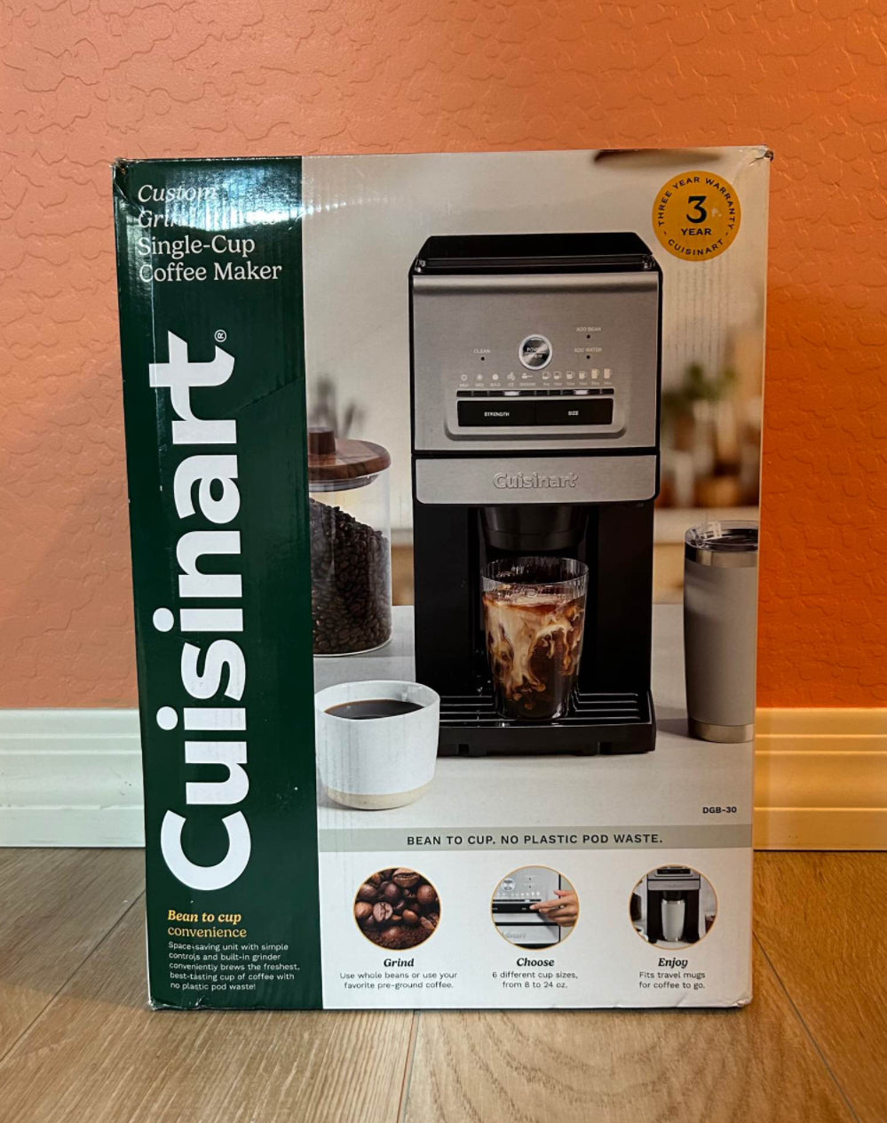 Cuisinart Grind & Brew Single-Cup Coffee Maker DGB-30 Like New